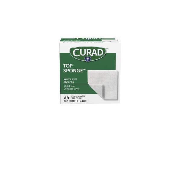Curad Top Sponge, 4 Inches X 4 Inches, 2 Pad/Pouch