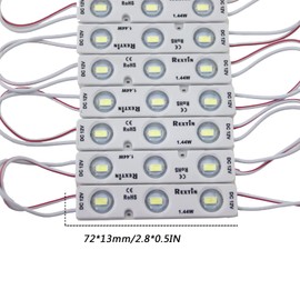 REXTiN 200pcs 3 LED Sign storefront Lights Module White Super Bright 5630 5730 SMD Waterproof for Letter Sign Advertising Signs with Tape Adhesive Backside (White)