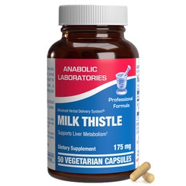 Anabolic Laboratories Milk Thistle Supplement for Liver Health - 50 Vegetarian Capsules of Silymarin Milk Thistle Extract