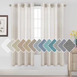Cortinas de lino de 72 pulgadas para sala de estar, cortinas traslúcidas de lino natural rico para recámara, lavandería, 2 paneles, elegante ojal superior de níquel, 52 x 72 pulgadas, natural