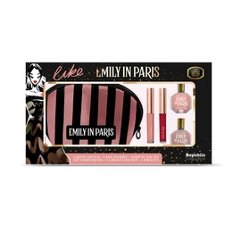 Emily In Paris - Set De Cosmetiquera V1. 2 Esmaltes y 2 Labiales Mate Rosa