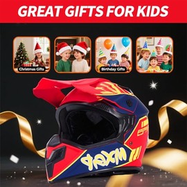 Motorcycle Helmet Children, Motocross Helmet ECE22.06 Certified, Men's Women's Cross Helmet, MTB Full Face Adult Motorcycle Downhill for Mountain Bike, Mountain Buggy, Sports Protection