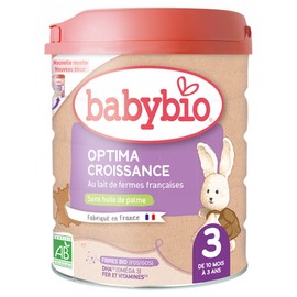 Babybio Optima Growth 3 with French Cow Milk from 10 Months to 3 Years Old Organic 800g