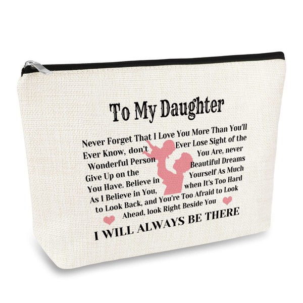 Daughter Gift from Mom Dad Daughter Birthday Gifts Makeup Cosmetic Bag Inspirational Gift for Daughter Christmas Graduation Wedding Gifts for Daughter Adult Daughter Gifts Travel Toiletry Bag