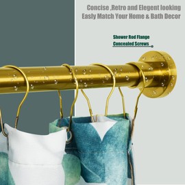 Artiwell Heavy Duty Shower Rod, Adjustable Shower Curtain Rod, Expandable 47-84 Inch, Permanent Mount Shower Rod, Never Rust Stainless Steel For Window Curtain and Closet, Champagne Bronze