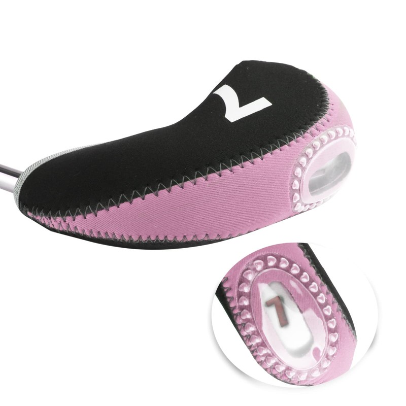 Andux Print Number Golf Iron Club Head Covers with Transparent