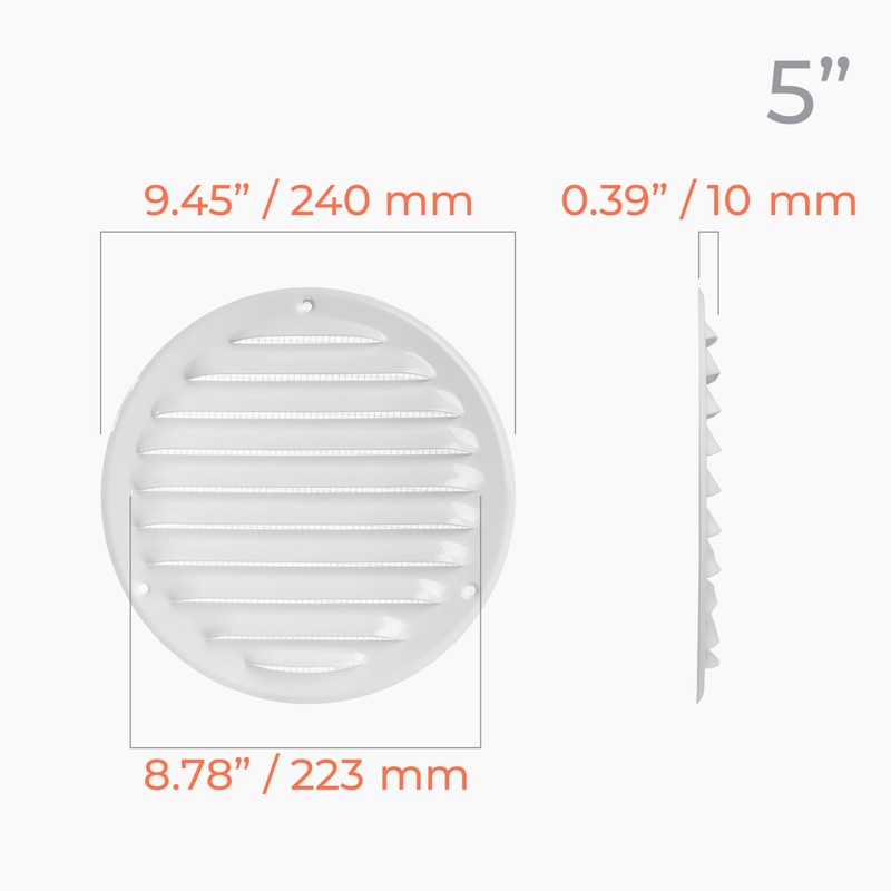 HVAC OV 5 Inch White Round Metal Vent Cover -