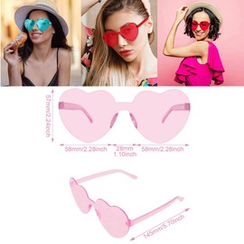 Mivofun 6 Pair Heart Shaped Party Glasses, Retro Transparent Rimless Love Sunglasses for Party Cosplay Costume Accessories