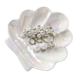 GO2HEJING Shell Shell Jewellery Tray Made of Ceramic, Shell Shape Decorative Jewellery Bowl, Small Ring Holder, Jewellery Bowl Organisers for Rings, Earrings, Necklaces, Room Decoration