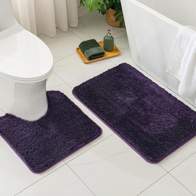MIULEE Dark Purple Bathroom Runner Rugs, Soft Absorbent Microfiber Long