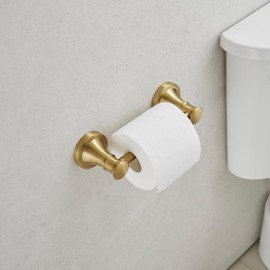 RUMOSE Toilet Paper Roll Holder Bathroom Flexible Pivoting Tissue Handle on Wall Mounted Brushed Gold Rustproof Toilet Tissue Roll Holder,Stainless Steel