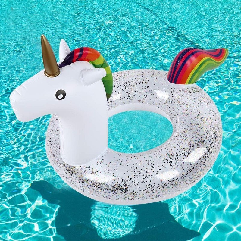 NEFUSI Unicorn Float, PVC with Glitter Glitter, Pool/Sea/SNS