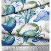 Soimoi Polyester Crepe Fabric Crab,Shell & Coral Ocean Decor Fabric