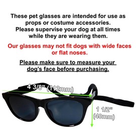 C15 Dog Pet Costume Set Retro Sunglasses Glasses + Chain Adjustable for Medium Breeds Approximately 18-40 lbs Party Prop Cosplay Photoshoot (80s Black + Silver Chain)
