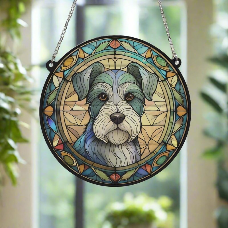 Image Industry Schnauzer Stained Glass Effect Suncatcher - Garden Gift