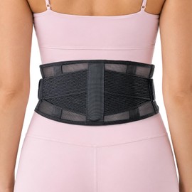 Soporte de espalda ultra transpirable y delgado para dolor de espalda bajo, cinturón de espalda ligero y ajustable para mujeres y hombres, cómodo...  