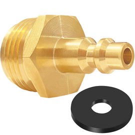 Lead-Free Brass Air Compressor Quick Connect Plug for Winterizing Sprinklers, RVs, and Campers – 1/4" Quick Connect Adapter, Fits 3/4" Garden Hose Thread (1 pc)