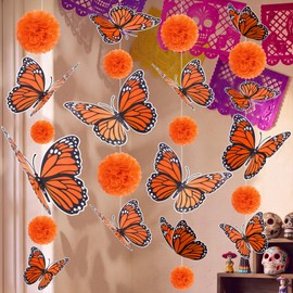 Yinder 25 Pcs Large Monarch Butterfly Decorations 3 Sizes Orange Butterfly