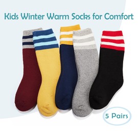 Big Boys Warm Socks Kids Winter Thermal Socks Thick Cotton Crew Socks 8-10 Years