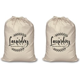 Mayatra's Cotton Laundry Bag for Clothes - Travel Organizer - Eco-Friendly 100% Pure Cotton Drawstring Bag - Large Size - Hanging Laundry Bag Foldable and Washable (Pack Of 2)
