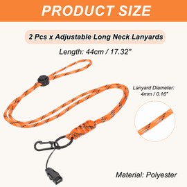 PATIKIL 44cm Keychain Lanyard with Hook, 2 Pcs Adjustable Long Keychain Strap Lanyard Badge Lanyard for ID Badges Holder Keys USB Keychain USB Office, Camo Orange