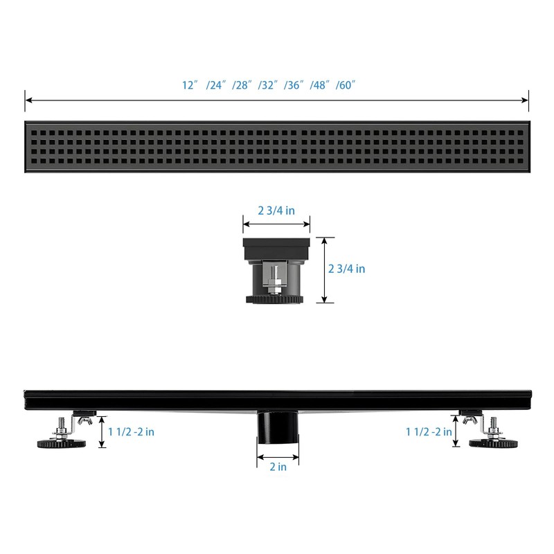 SaniteModar Linear Shower Drain, Matte Black Shower Drain 24 inch