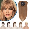 12inch Hair Toppers Human Hair with Bangs Hair Mono Base