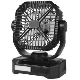 7W 8 Inch Solar Fan with LED Light 10400mAh Rechargeable Battery Powered for Picnic Barbecue Travelcolor: Black