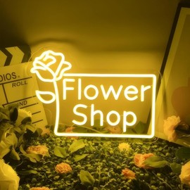 Flower Shop Neon Sign Plants Market Decor Flower Bar Sign Home Business Decor for Room,Party,Bedroom, Birthday Party, Pub, Bar, Salons, Coffee Shops, Beer Bar, Shop Window Store Display Yellow