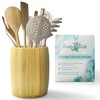 The Pretty Turtle Bamboo Kitchen Counter Utensil Crock Holder Caddy