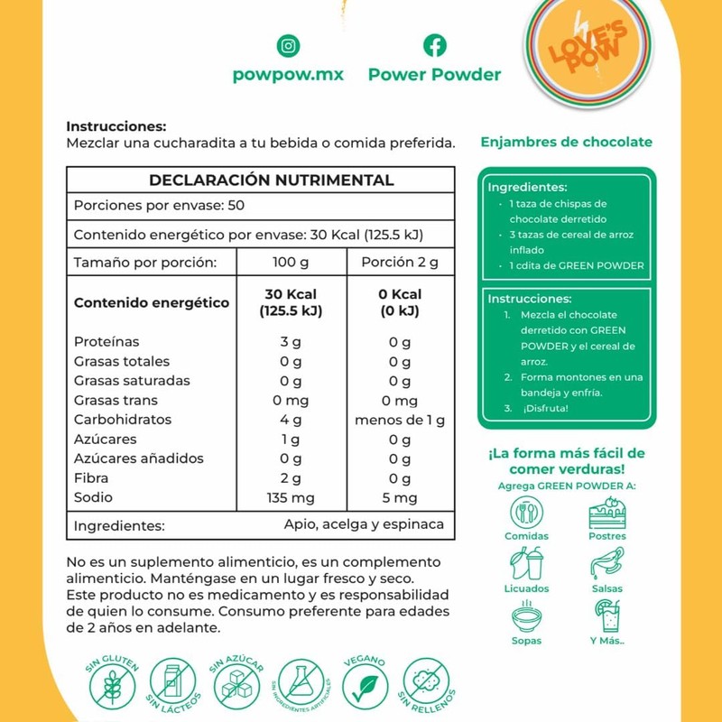 GREEN POWDER BY Power Powder - Mezcla de verduras en