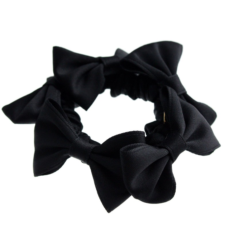 Vingtaine H-540-BK Petite Ribbon, Hair Accessory, Mini Scrunchies, Black