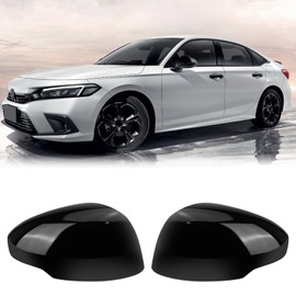 1 Pair Side Mirror Covers Cap Housing Compatible with 2022-2025 11th gen Honda Civic Touring Sedan, Sport Touring Hatchback,Type R with Turn Signal Model (Black, Normal)