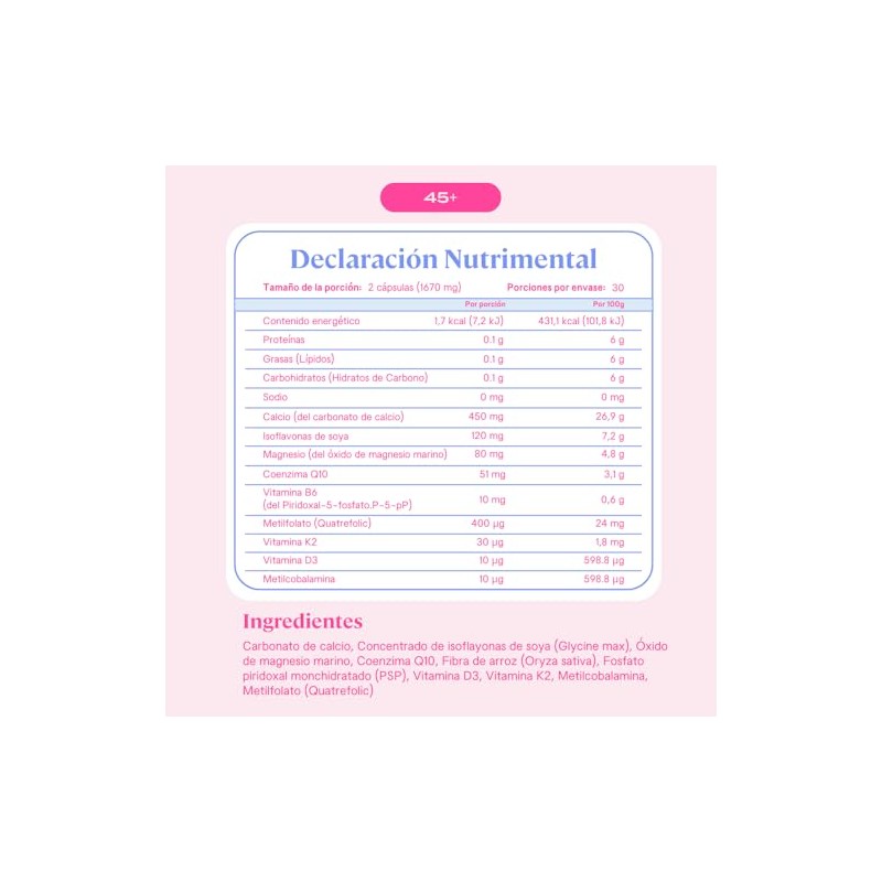 Fit Suplemento Menopausia Isoflavonas Cápsulas Coenzima Q10 Vitaminas Sabor Mujeres
