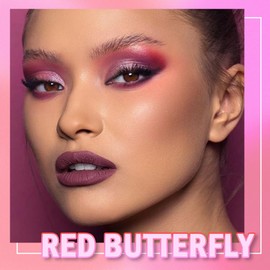 AMY'S DIARY Matte Shimmer Light Deep Red Eye Shadow Palette Makeup,Eyeshadow Long Lasting Waterproof Cruelty-Free, 9 Blendable Shades in Smooth Finishes with Gorgeous Pearls for Girls (Red)