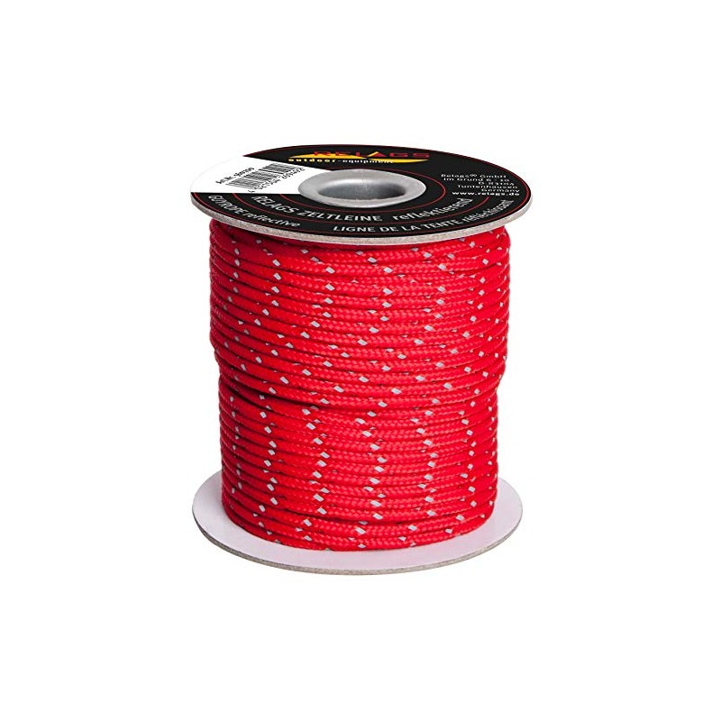 Relags Tent Reflective Rope Slip Lead, Red, 30 m x