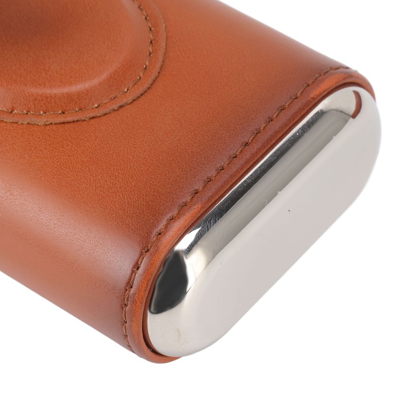 3 Finger Cigar Case Iron Cover Portable Soft Glossy Leather