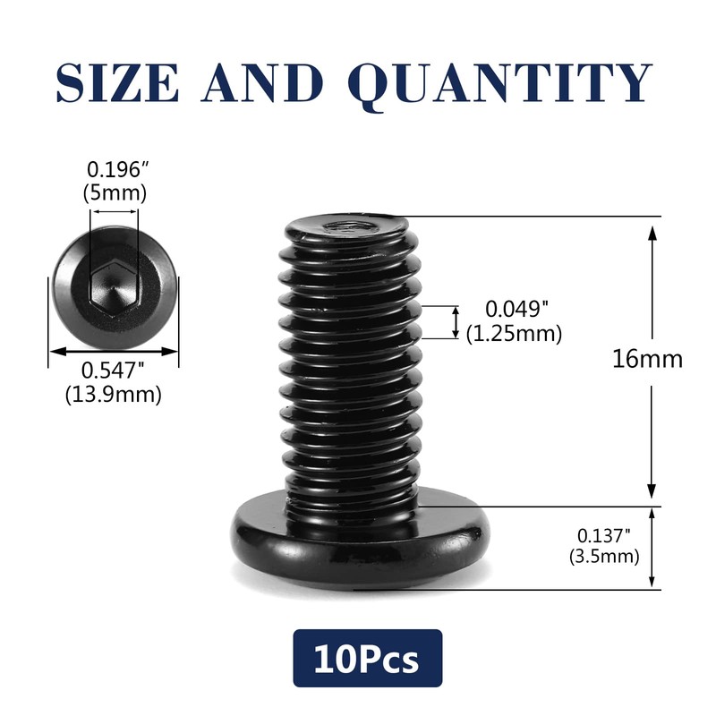 M8 x 16 mm, 10 tornillos hexagonales de cabeza plana,