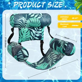 Sonwyoung Pool Floats Chairs Adult Inflatable Pool Lounge Chairs Adjustable Hammock Water Floating Chair Tropical Plants Pattern Swimming Pool Float for Pool Party Summer Water Fun (Green)