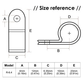 ALI2 Pack of 100 Nylon Type R Cable Clips, White, 1/4 Inch Cable Clips, Cable Holder, Screwable, Cable Management, Cable Clamps for Screwing, Cable Clips with 100 Screws (White, 1/4 Inch)