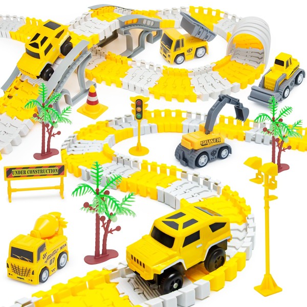 Lixiin 305pcs Car Racing Track Racing Track 6 Cars Excavator Toy from Toy Cars Highway from 3 4 5 6 Years Boy Girl Electric Car Cars Car Racing Track for Children Gift