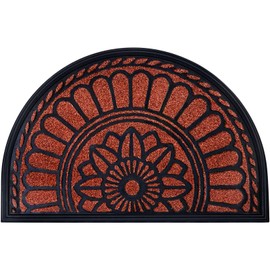 MIBAO Half Round Door Mat, Non-Slip Welcome Entrance Way Rug, Durable Rubber Door Mats, Low-Profile Heavy Duty Doormat, Half Circle Rugs for Garage, Patio, High Traffic Areas, 24" x 36", Maroon