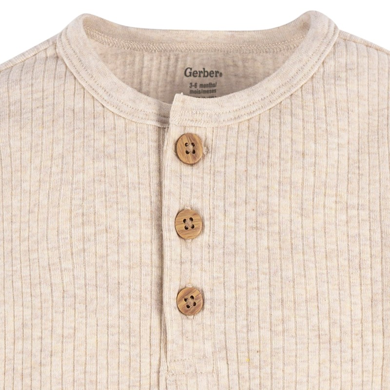 Gerber Baby Boys' 2-Pack Bodysuits, Rust Oatmeal Heather, 3-6 Months