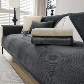 BXAEYIPOR Couch Cover, Sofa Cover, Sofa Protective Cover with Non-Slip Underlay, Universal Non-Slip Solid Textured Sofa Cover for Living Room, Multi-Size Sofa Seat Cushion Cover