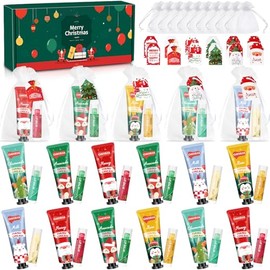 12 Sets Christmas Bulk Gifts For Women, 48 pcs Christmas Hand Cream Lotion & Lip Balm Gifts Set with Organza Bags, Tags for Party Favors, Ideal Christmas Gifts for Women, Coworkers, Teachers