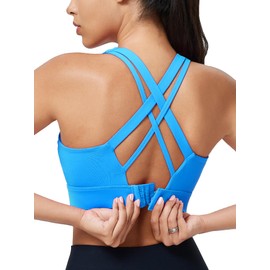 Sports Bras for Women High Support, High Impact Running Criss Cross Strappy Bra Crop Top, Molded Cup, Hook and Eye Closure