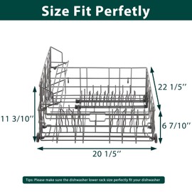 W10139223 Dishwasher Lower Rack Replacement Parts for Whirlpool Maytag Dishwasher Rack Lower Basket Shelf Jenn-air Amana MDBD820AWW MDB6650AWW JDB8910AWS Bottom Dishrack Basket Assembly 1 Pack