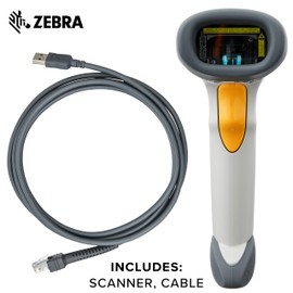 Zebra LS2208 Series Corded Handheld Standard Range Scanner Kit Scanner provided with Cable Cash Register Featuring White Color Model Number LS2208-7AZU0100ZNA