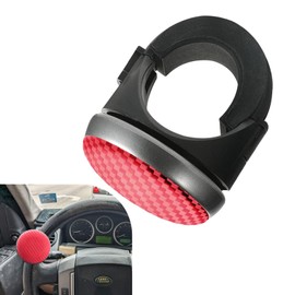 Leechio Car Steering Wheel Booster, ABS Carbon Fiber Bearing Spinner Knob, Auxiliary Power Saving Steering Accessory, Suitable for Most Cars, Trucks, SUVs (Red)