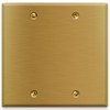 2-Gang Brass Outlet Cover, Satin Brass Blank Outlet Covers, Standard